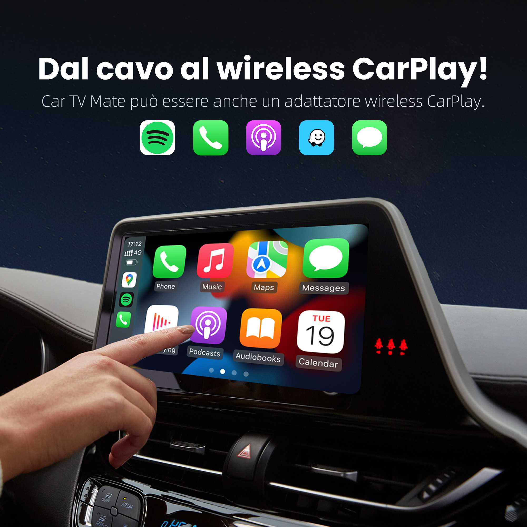 Ottocast® Car TV Mate Pro | Streaming HDMI + Fire TV Stick + Mirroring dello Schermo & Adattatore Wireless CarPlay Android Auto - Image 4
