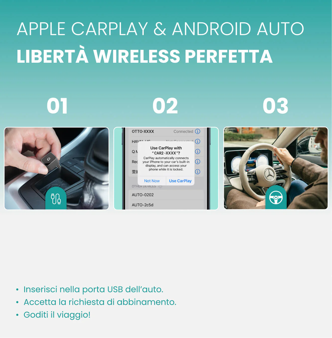 Ottocast® Mini Slim 3.0 Adattatore Wireless CarPlay e Android Auto - Image 7