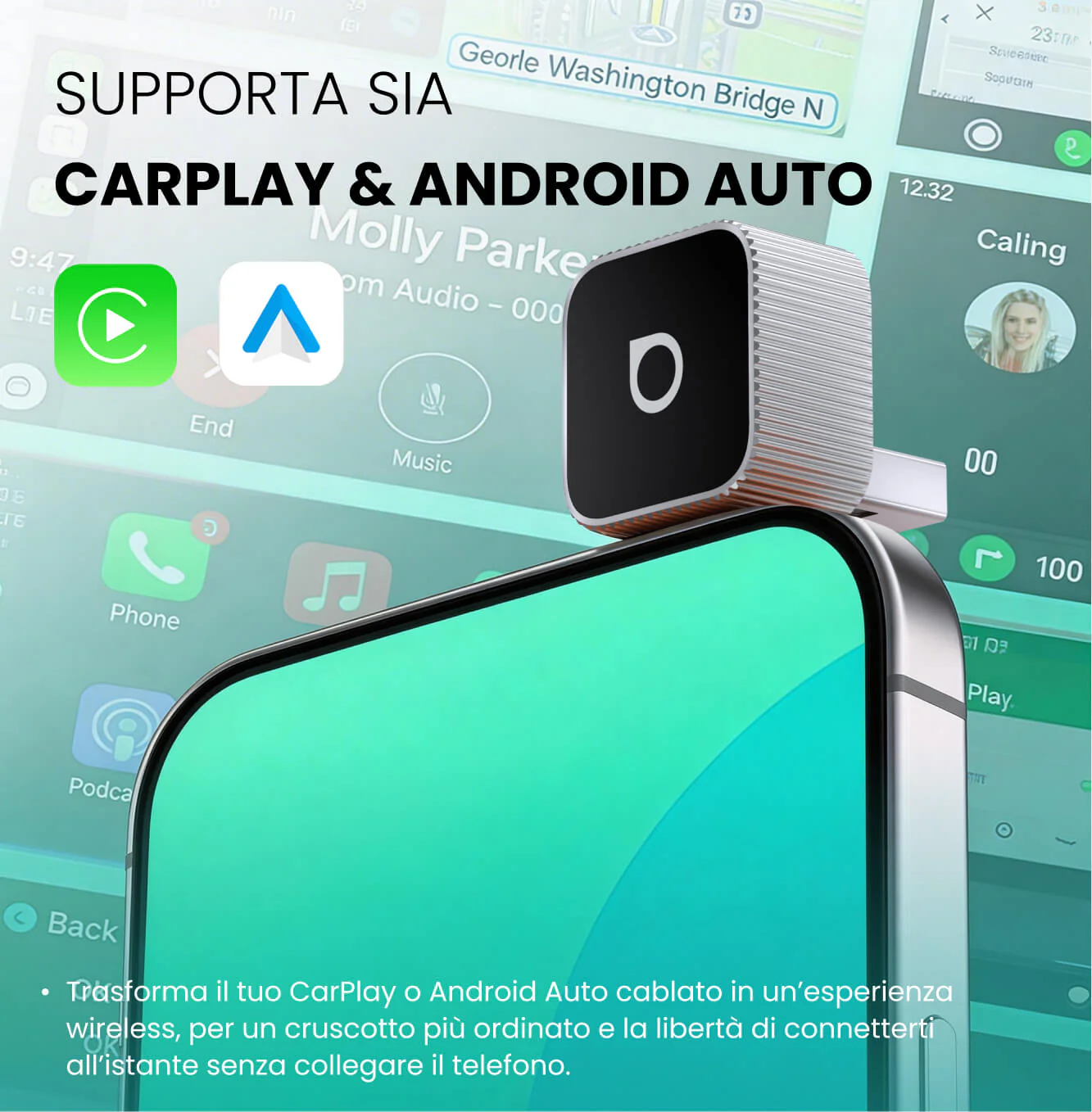 Ottocast® Mini Slim 3.0 Adattatore Wireless CarPlay e Android Auto - Image 8