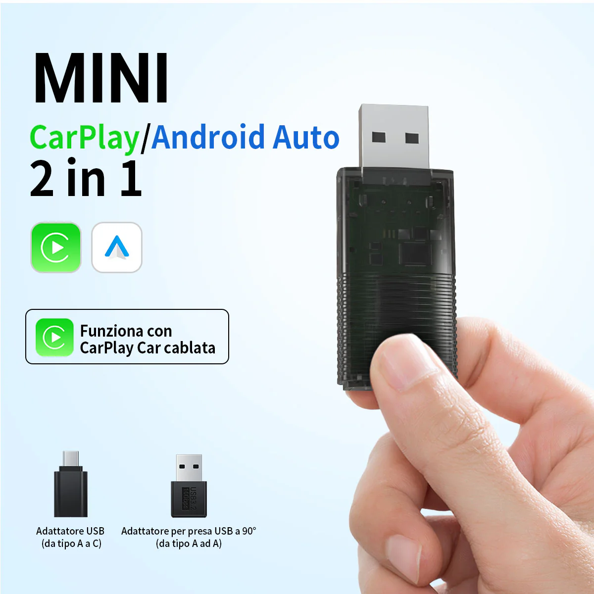 Ottocast®IT 2in1 Adattatore Wireless CarPlay E Android Auto - Image 2