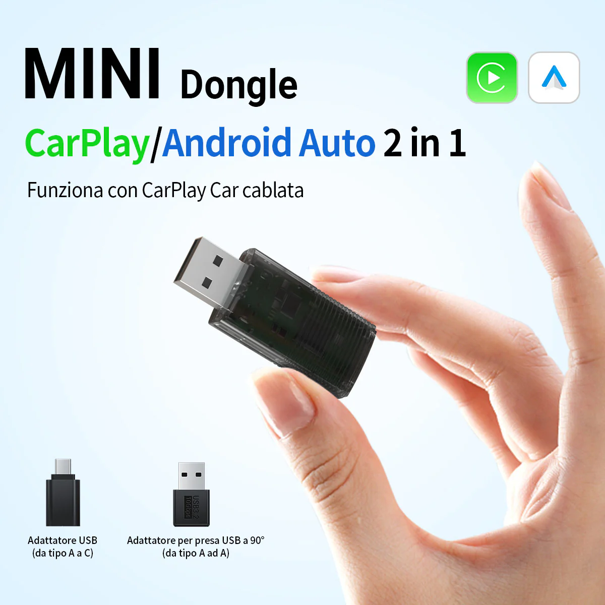 Ottocast®IT 2in1 Adattatore Wireless CarPlay E Android Auto - Image 3
