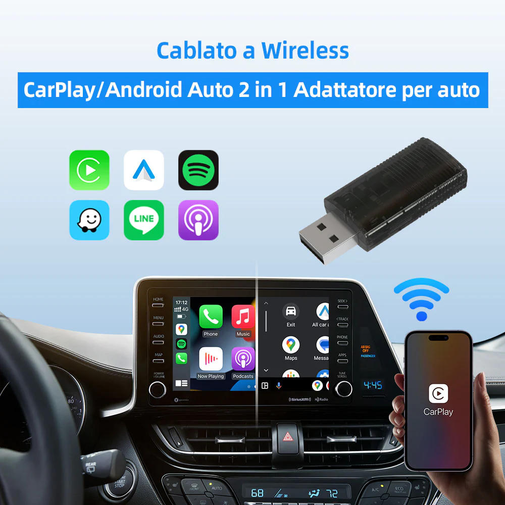Ottocast®IT 2in1 Adattatore Wireless CarPlay E Android Auto - Image 4