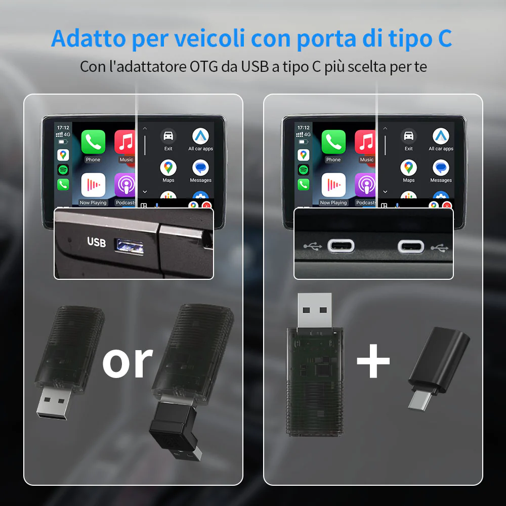 Ottocast®IT 2in1 Adattatore Wireless CarPlay E Android Auto - Image 7