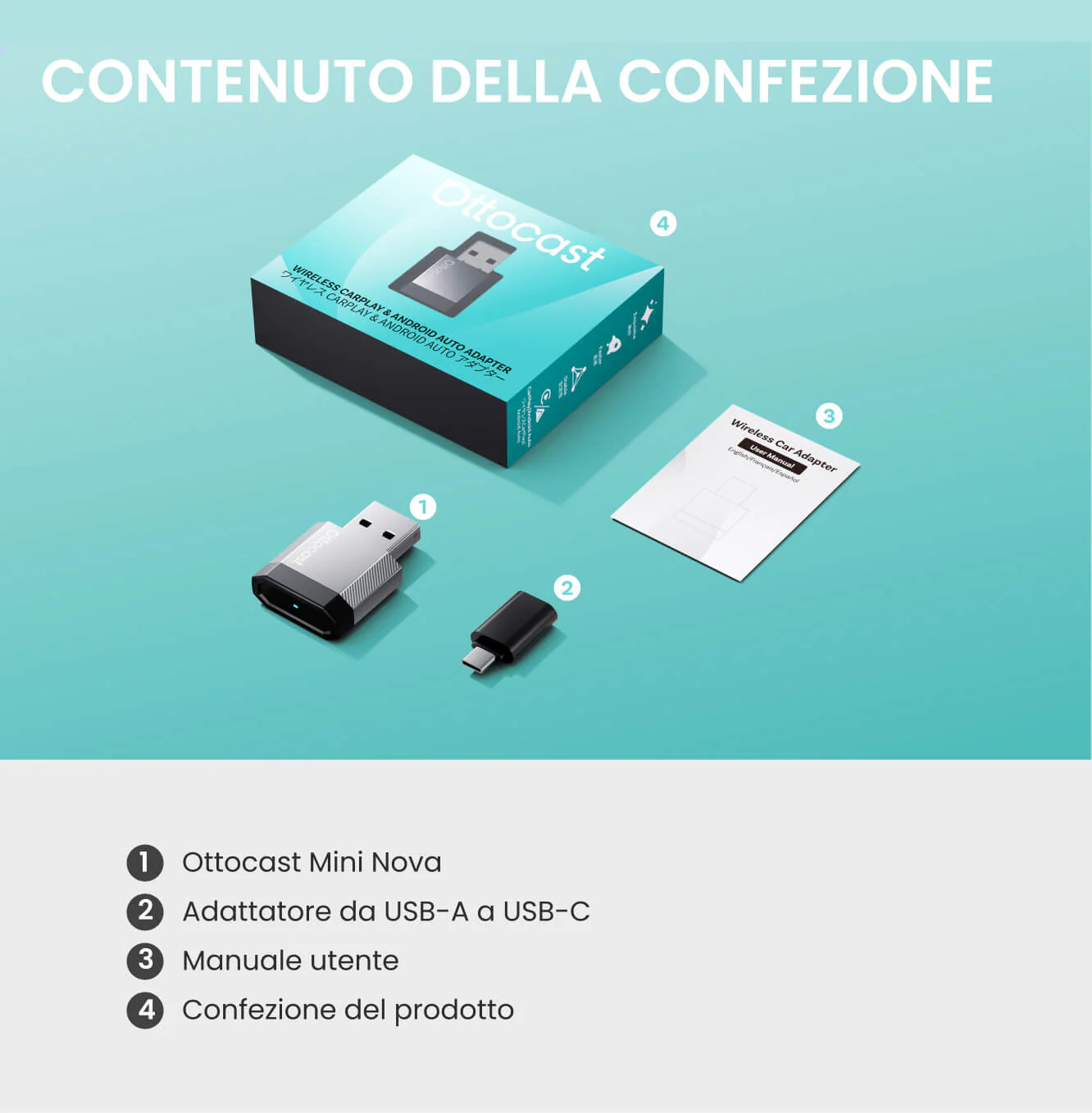 OTTOCAST®Mini NOVA – Adattatore Wireless per CarPlay e Android Auto - Image 10
