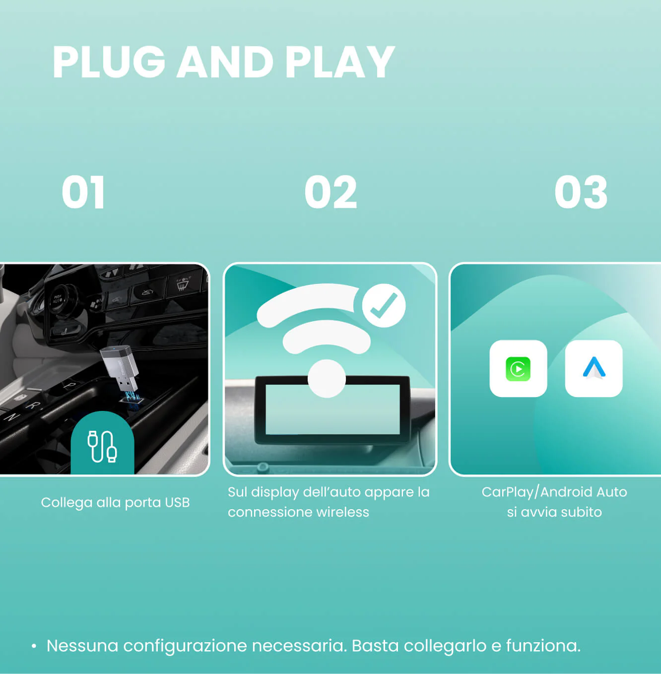 OTTOCAST®Mini NOVA – Adattatore Wireless per CarPlay e Android Auto - Image 5