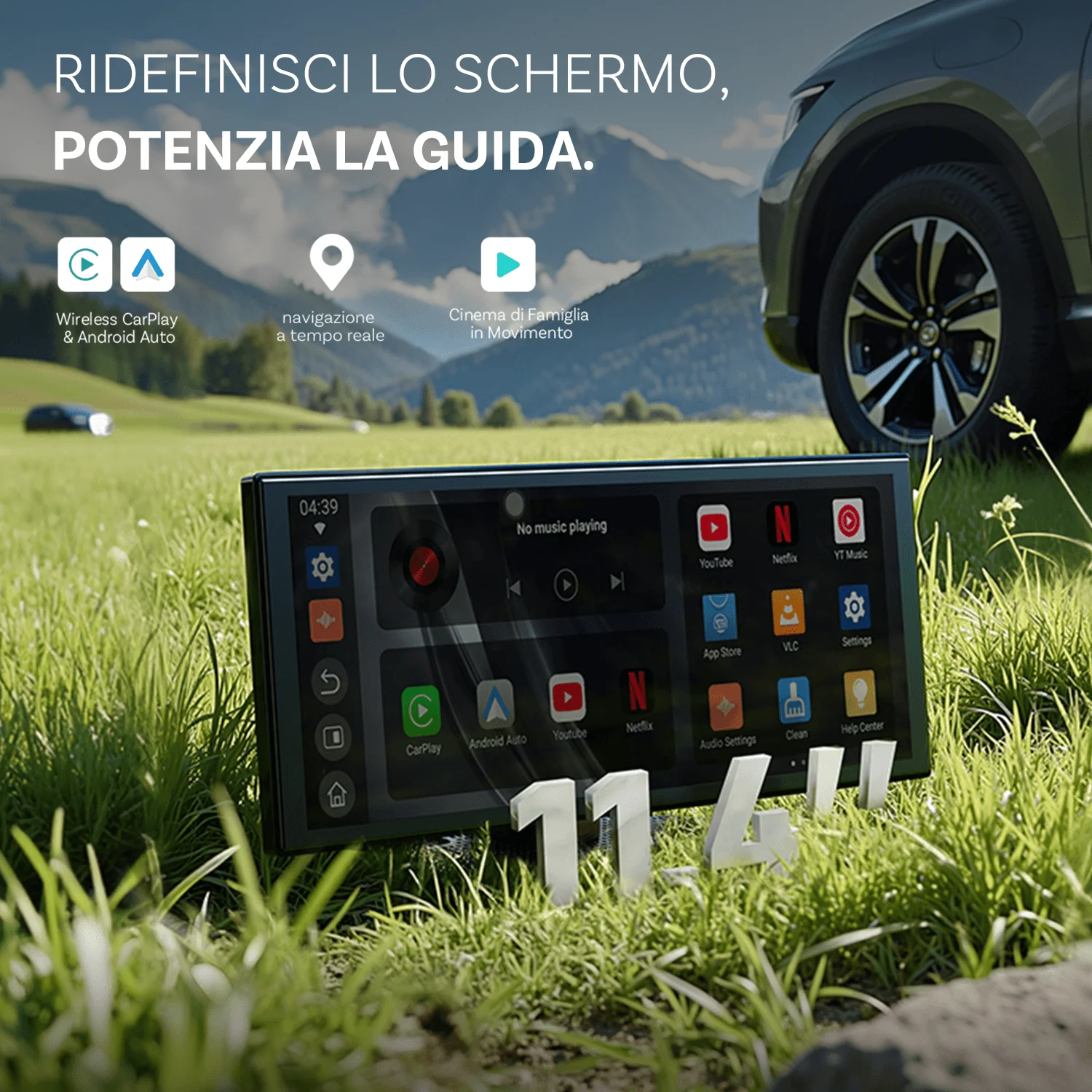Ottocast® Screen Flow CarPlay e Android Auto Wireless Schermo - Image 2